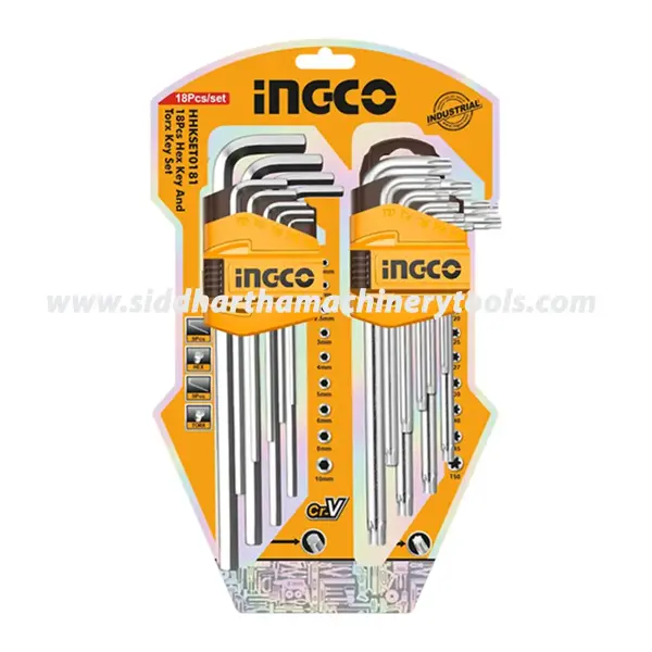 Ingco | 18 Pcs Hex Key and Torx Key Set (HHKSET0181)
