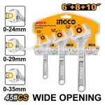 Ingco | 3 Pcs Adjustable Wrench Set (HADWK031)